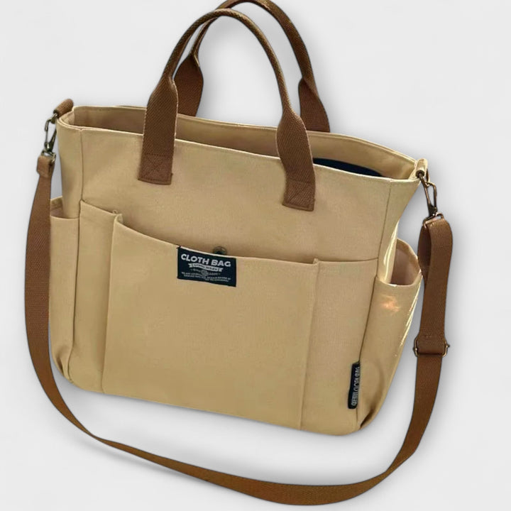 Morgan | Multi-Pocket Canvas Tote Crossbody Bag