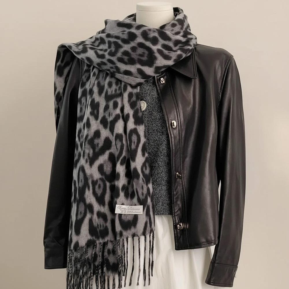 Juliet | Leopard Wool Blend Wrap Scarf