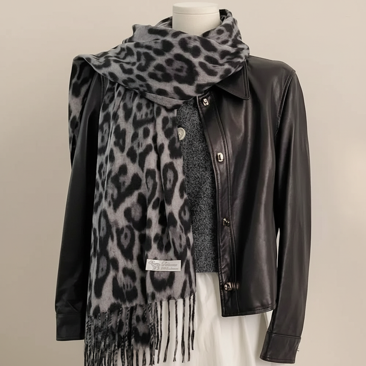 Juliet | Leopard Wool Blend Wrap Scarf