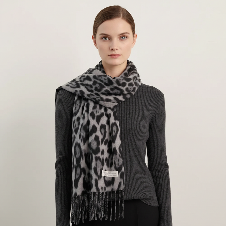 Juliet | Leopard Wool Blend Wrap Scarf