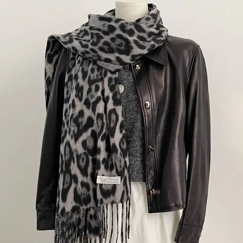 Juliet | Leopard Wool Blend Wrap Scarf
