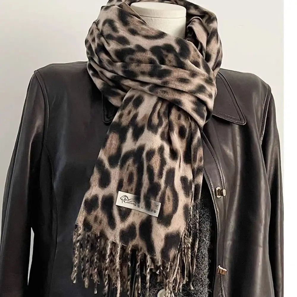 Juliet | Leopard Wool Blend Wrap Scarf