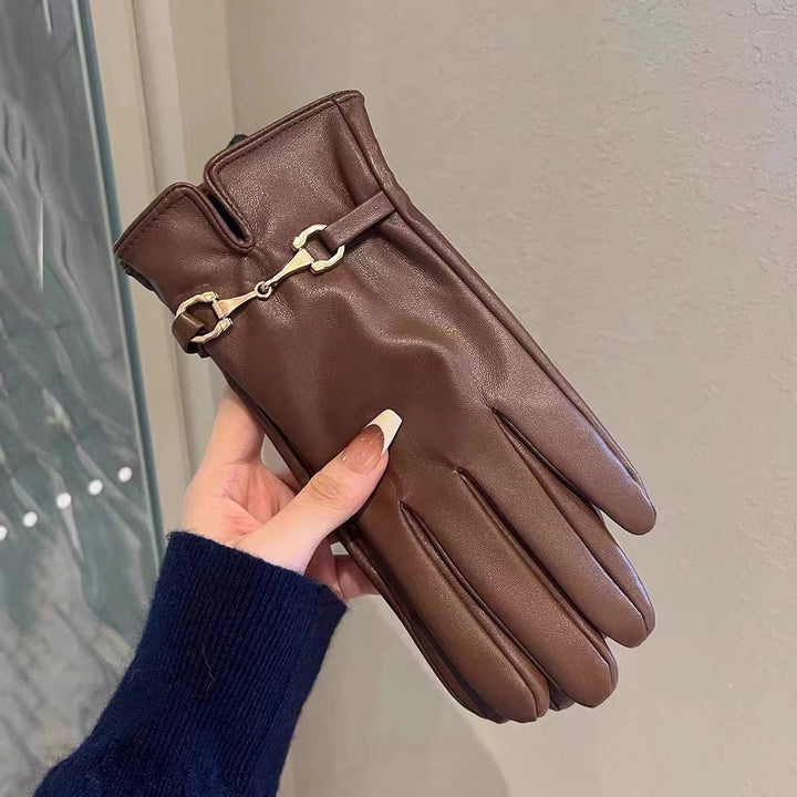 Gemma | Fitted Leather Gloves with Buckle Cuff