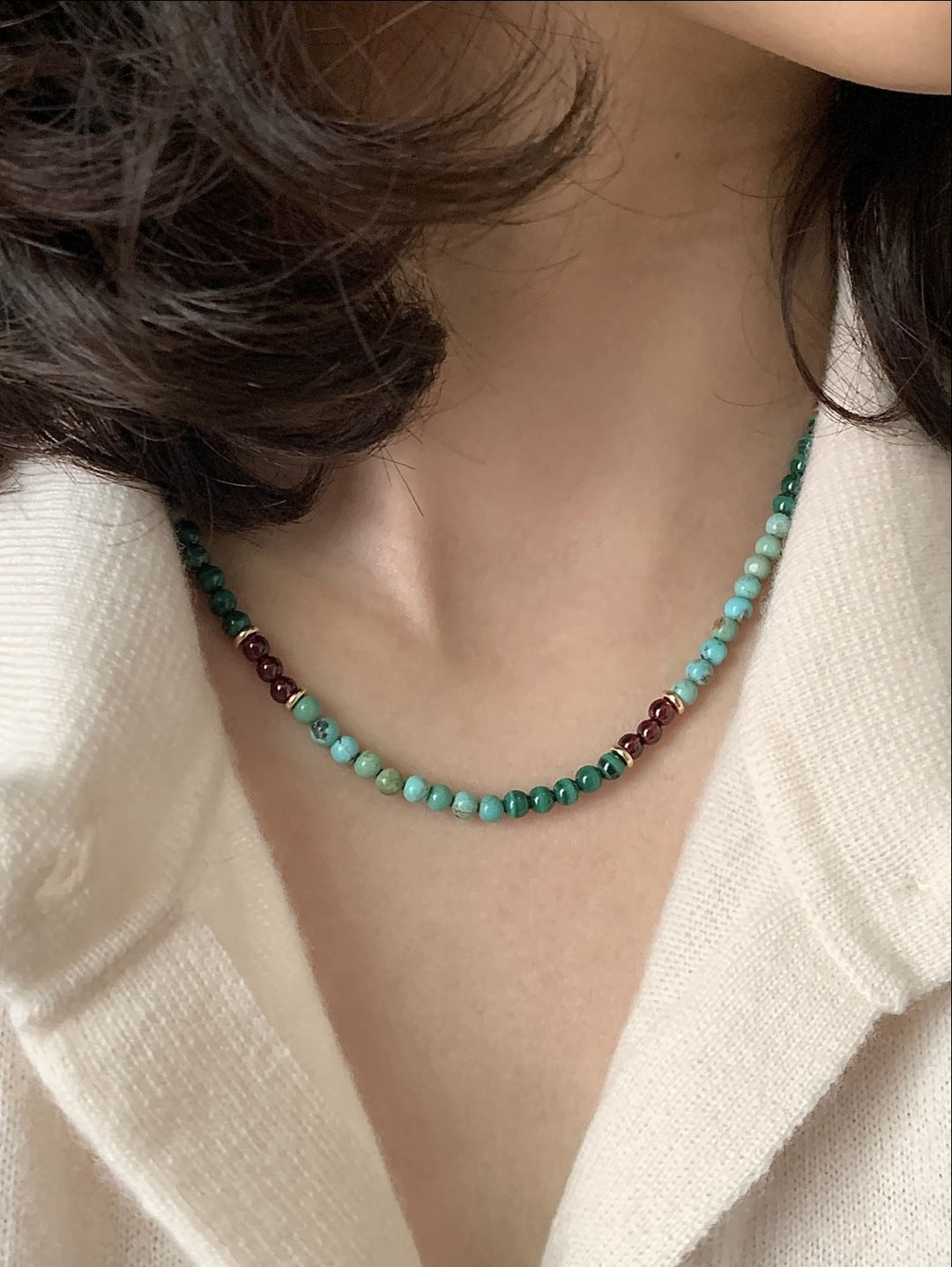 Kira | Beaded Long Sleeve Cotton Choker Necklace