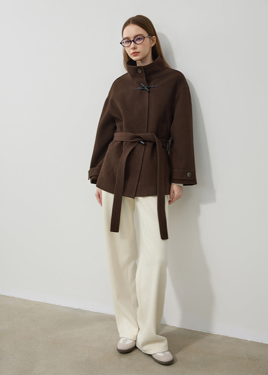Womens belted short coat, view 2