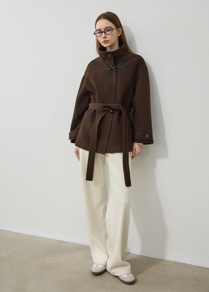 Womens belted short coat, view 2