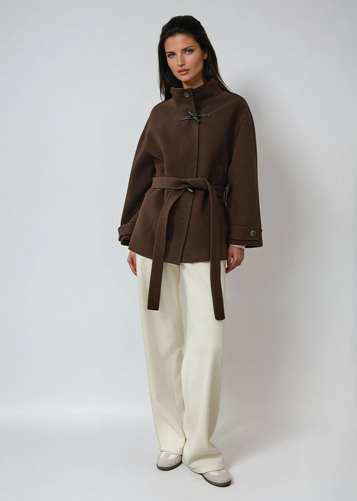 Womens belted short coat, view 1