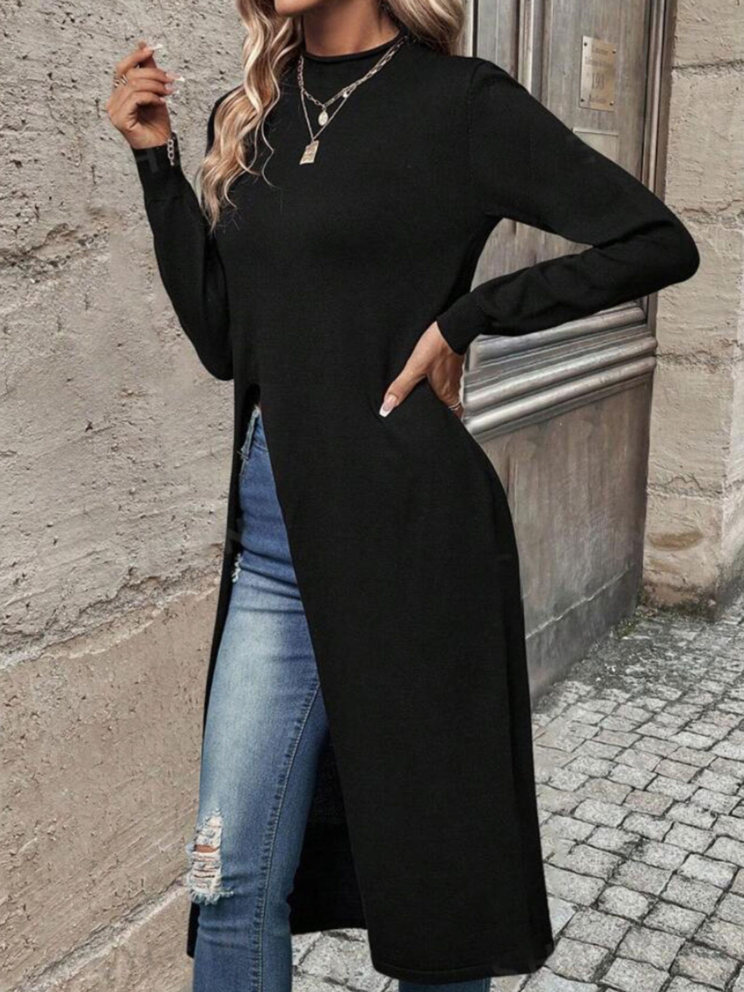 Juliet | Womens Long Sleeve Tunic Top Black