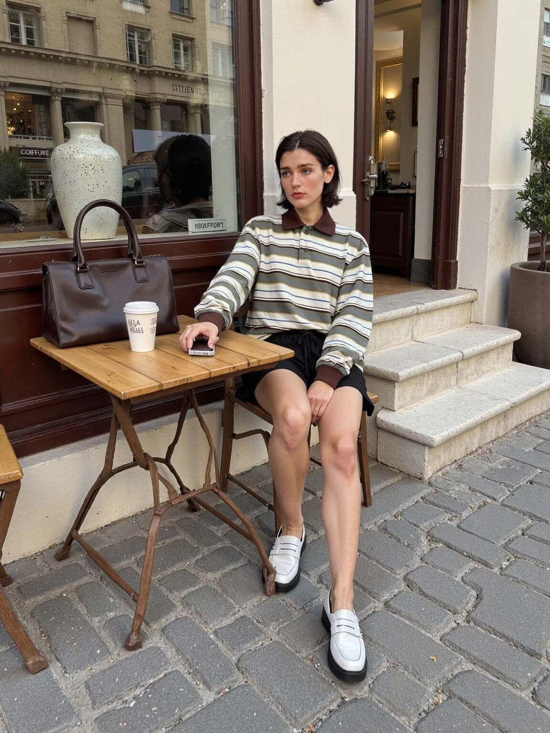Zara | Long Sleeve Striped Polo Shirt