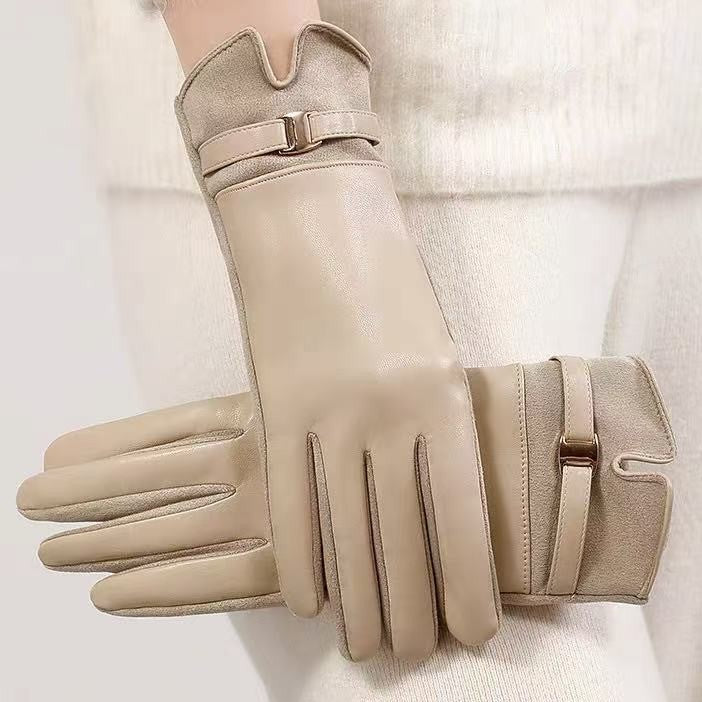 Gemma | Fitted Leather Gloves with Buckle Cuff