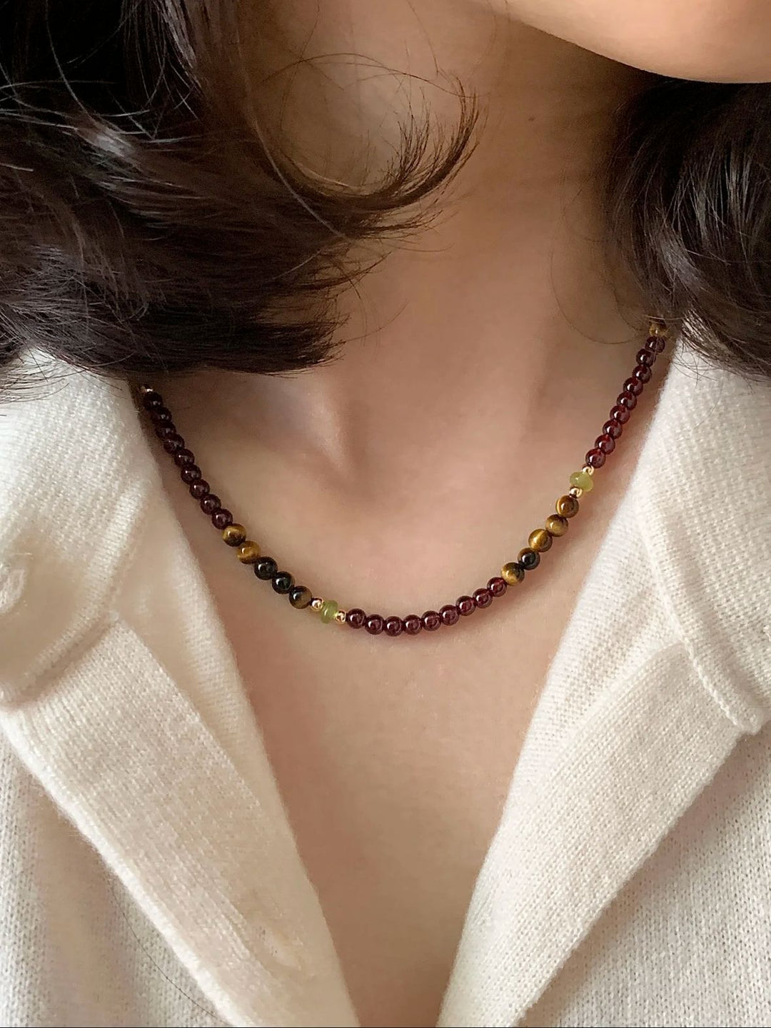 Kira | Beaded Long Sleeve Cotton Choker Necklace