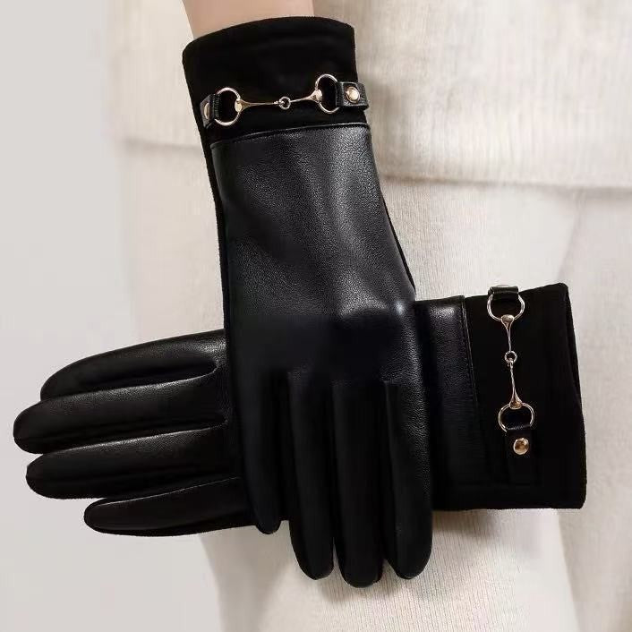 Gemma | Fitted Leather Gloves with Buckle Cuff