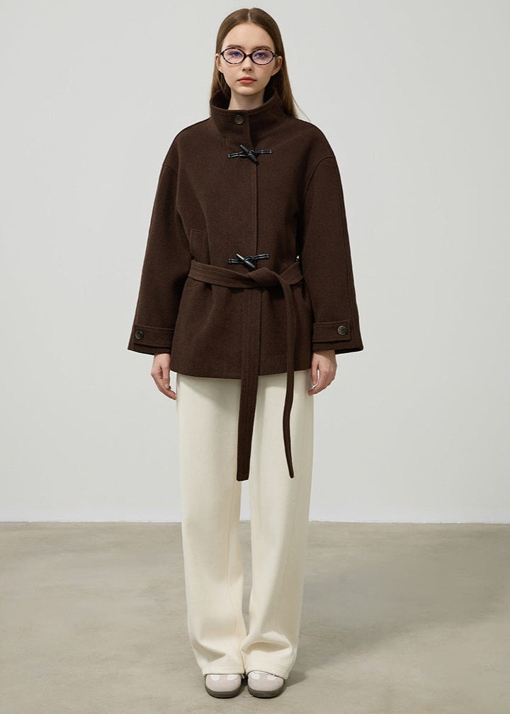 Womens belted short coat, view 3