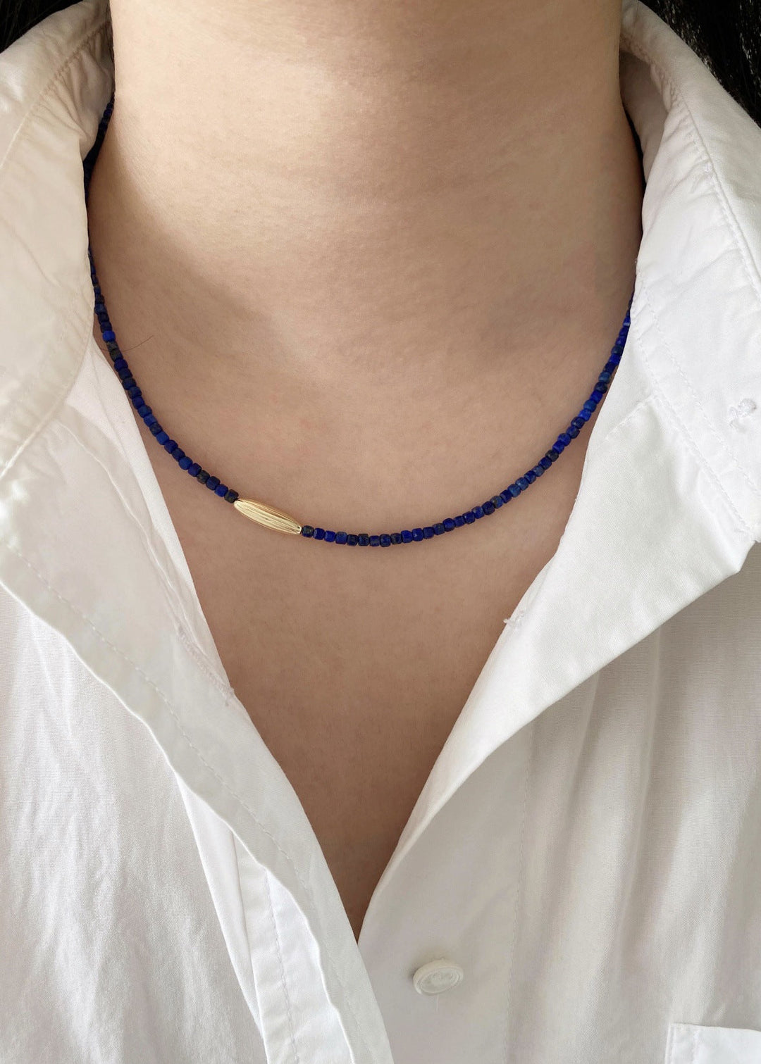 Kira | Beaded Long Sleeve Cotton Choker Necklace