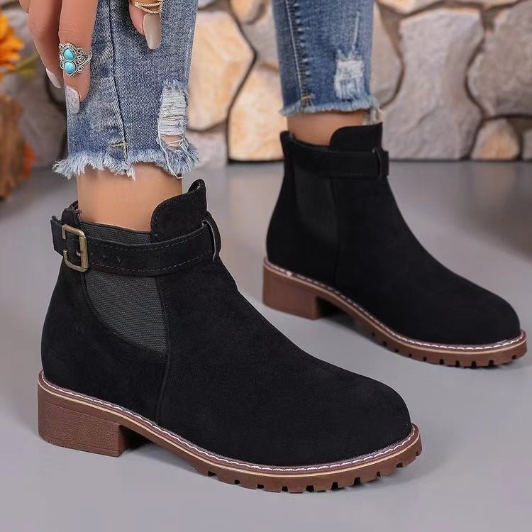 Madison | Womens Suede Ankle Boots Chunky Heel