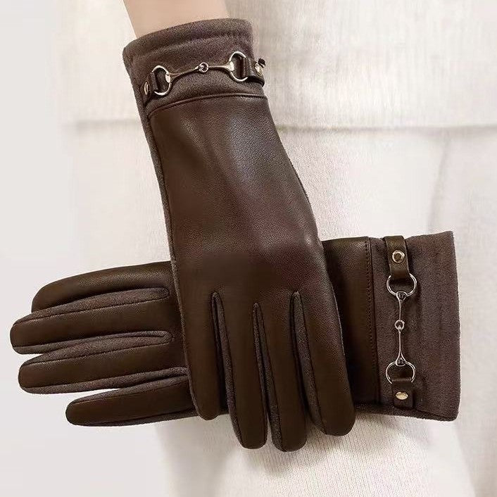 Gemma | Fitted Leather Gloves with Buckle Cuff