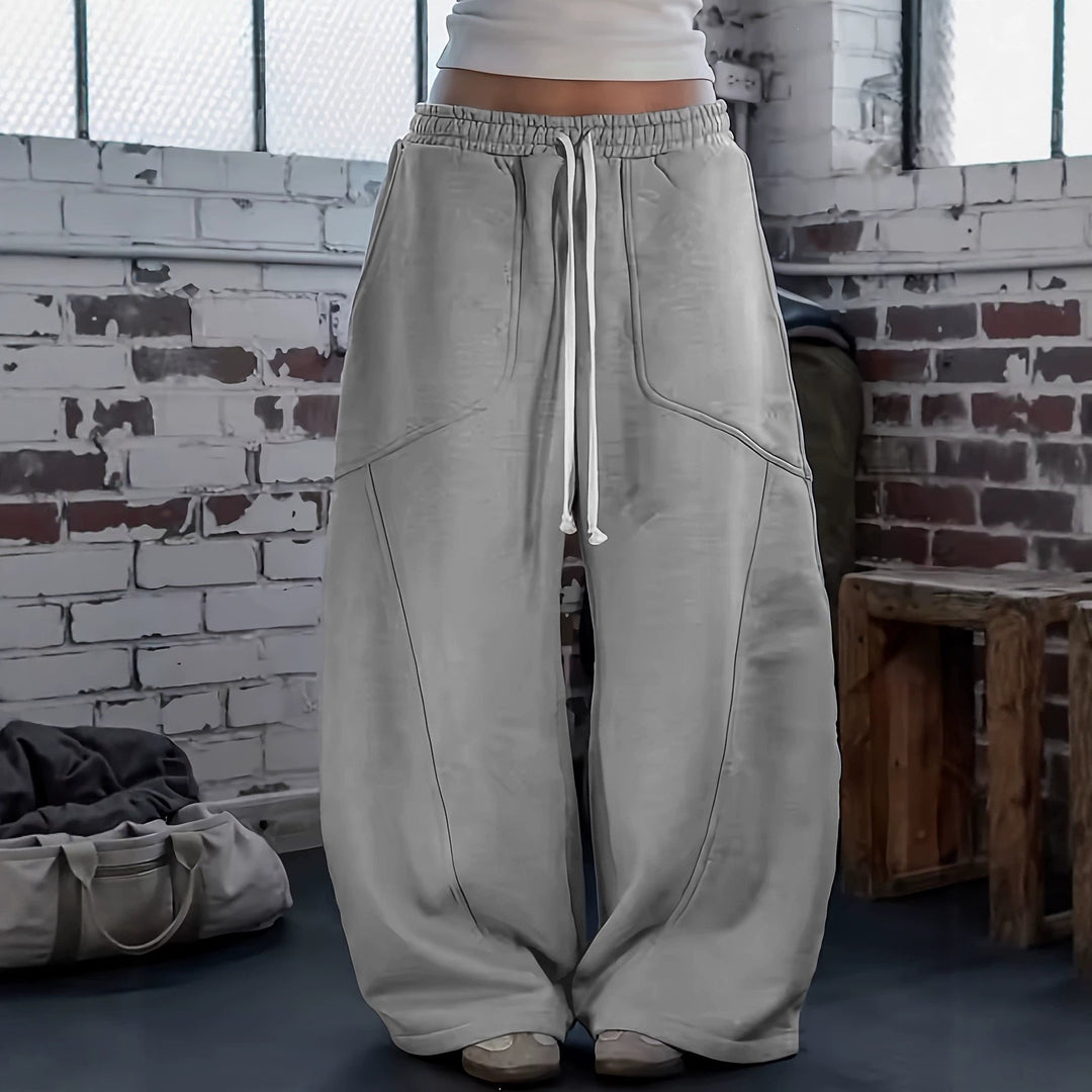 Kendall | Oversized Wide Leg Drawstring Sweatpants Light Gray