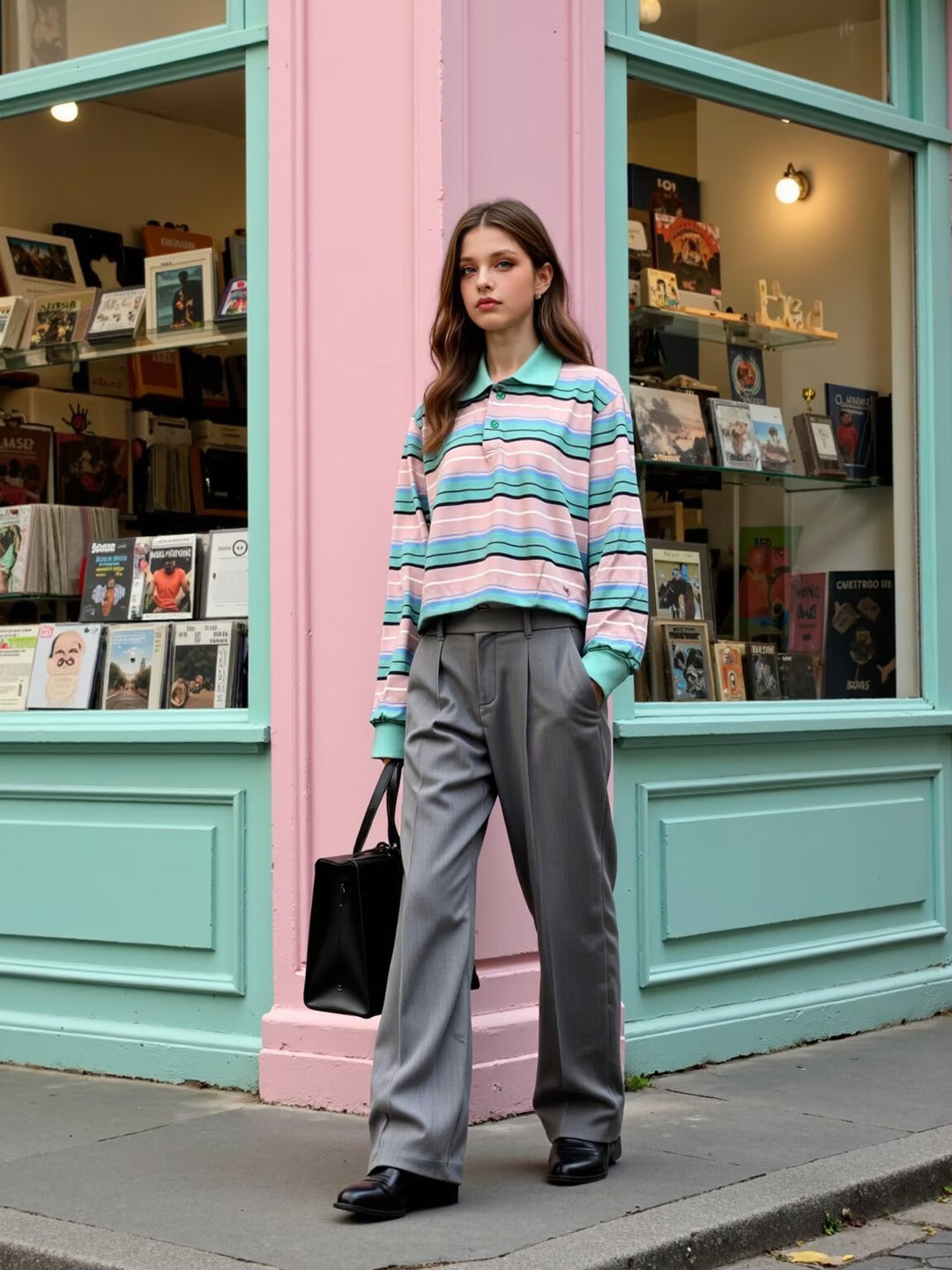 Zara | Long Sleeve Striped Polo Shirt