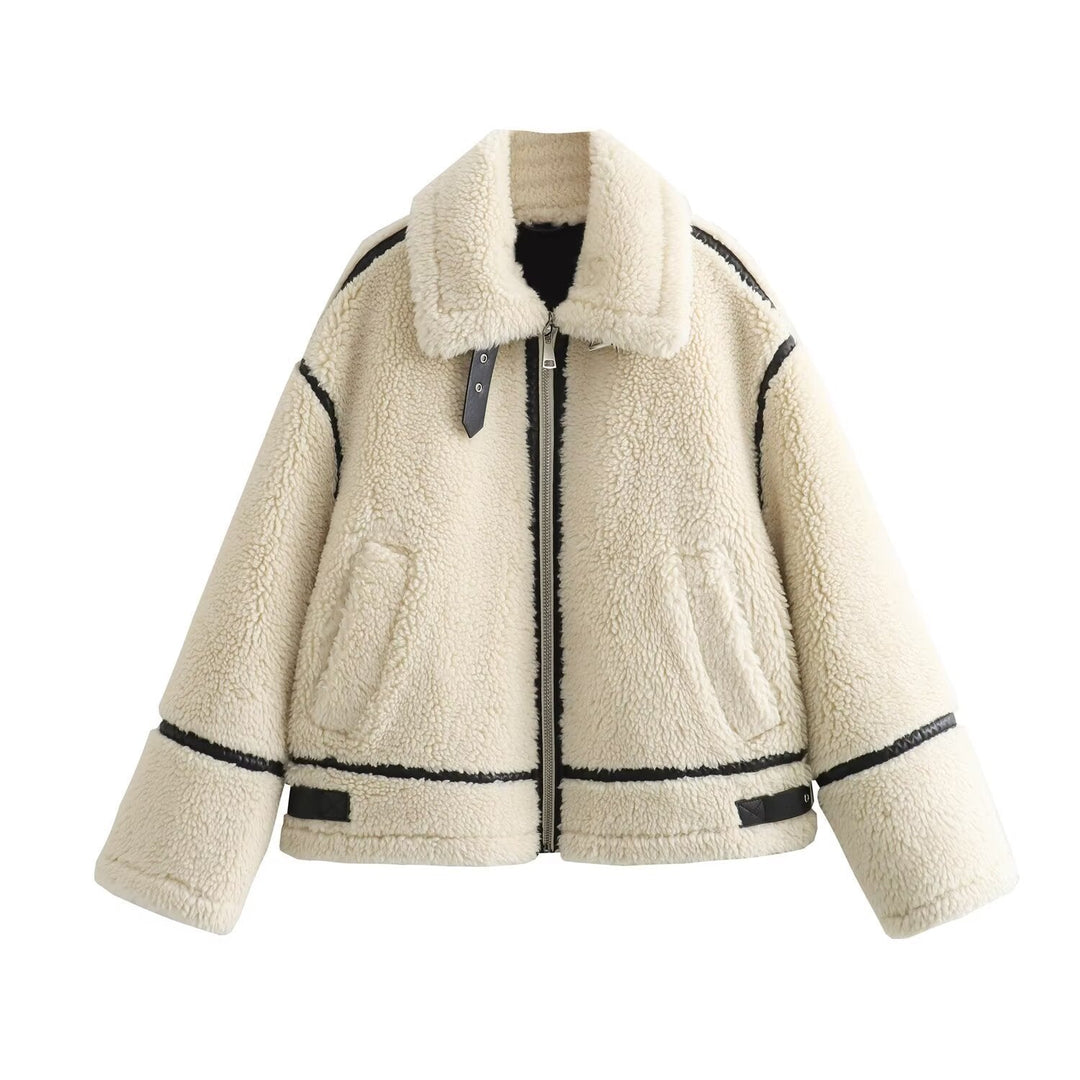 Alex | Shearling Style Fleece Bomber Jacket