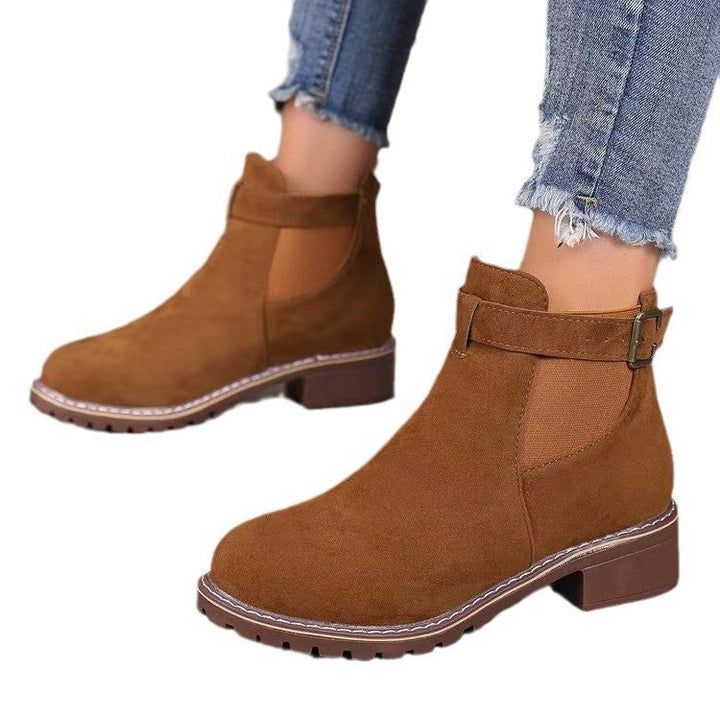 Madison | Womens Suede Ankle Boots Chunky Heel