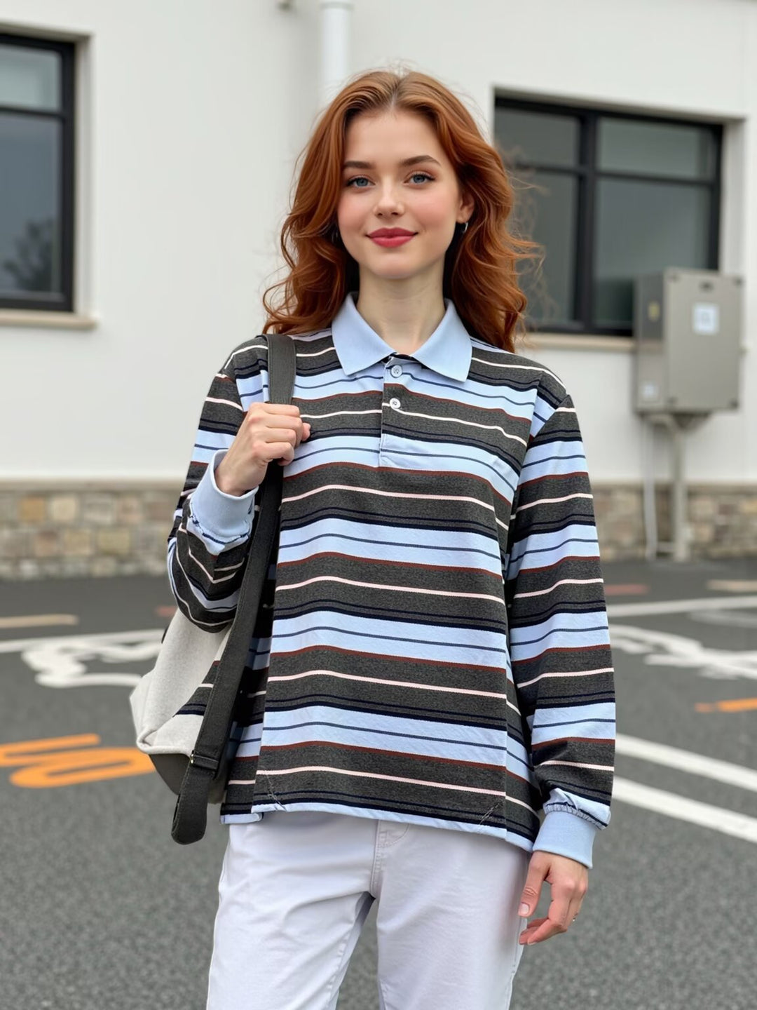 Zara | Long Sleeve Striped Polo Shirt