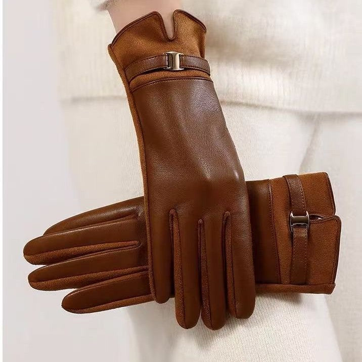 Gemma | Fitted Leather Gloves with Buckle Cuff