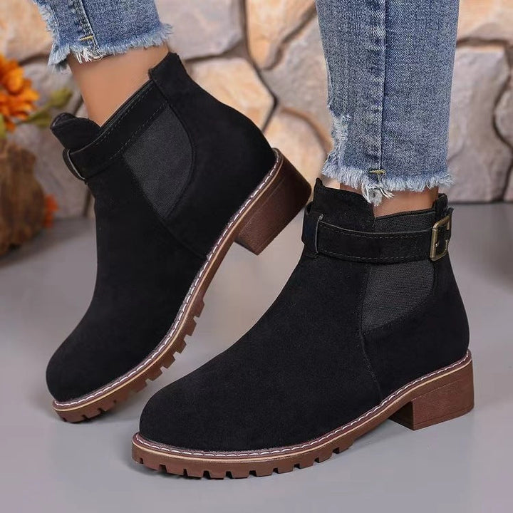 Madison | Womens Suede Ankle Boots Chunky Heel