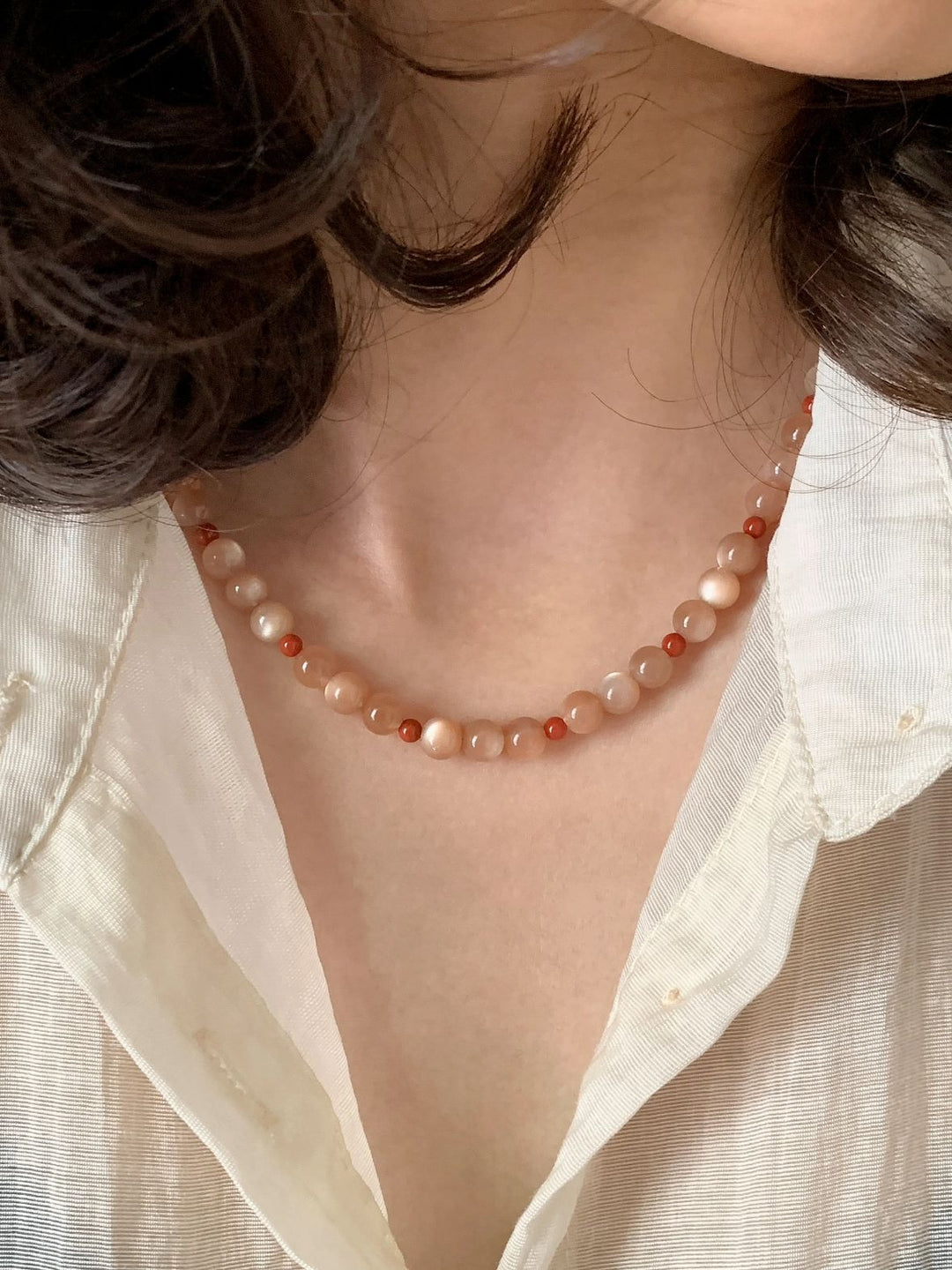 Kira | Beaded Long Sleeve Cotton Choker Necklace