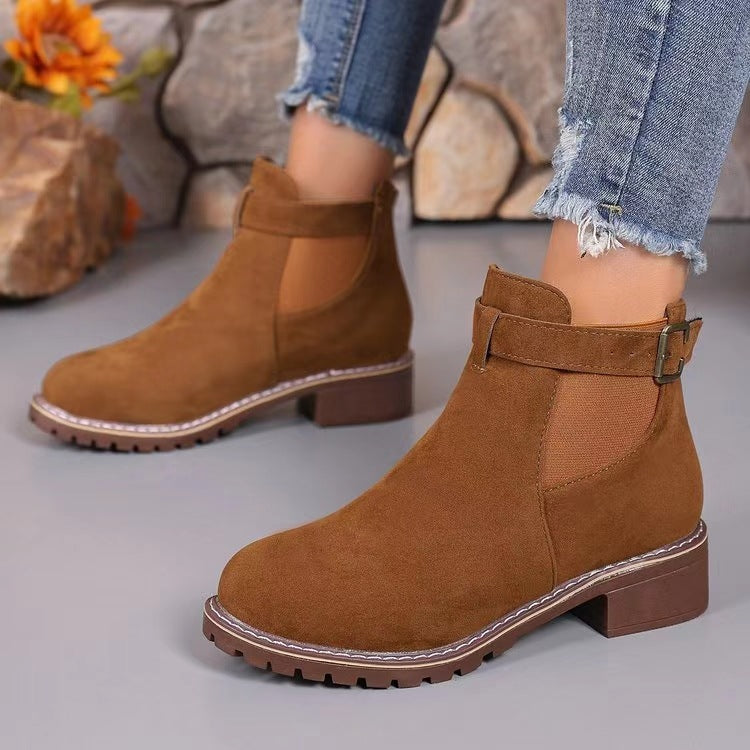 Madison | Womens Suede Ankle Boots Chunky Heel