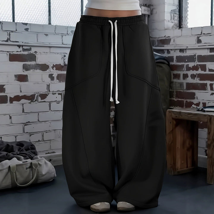 Kendall | Oversized Wide Leg Drawstring Sweatpants Light Gray