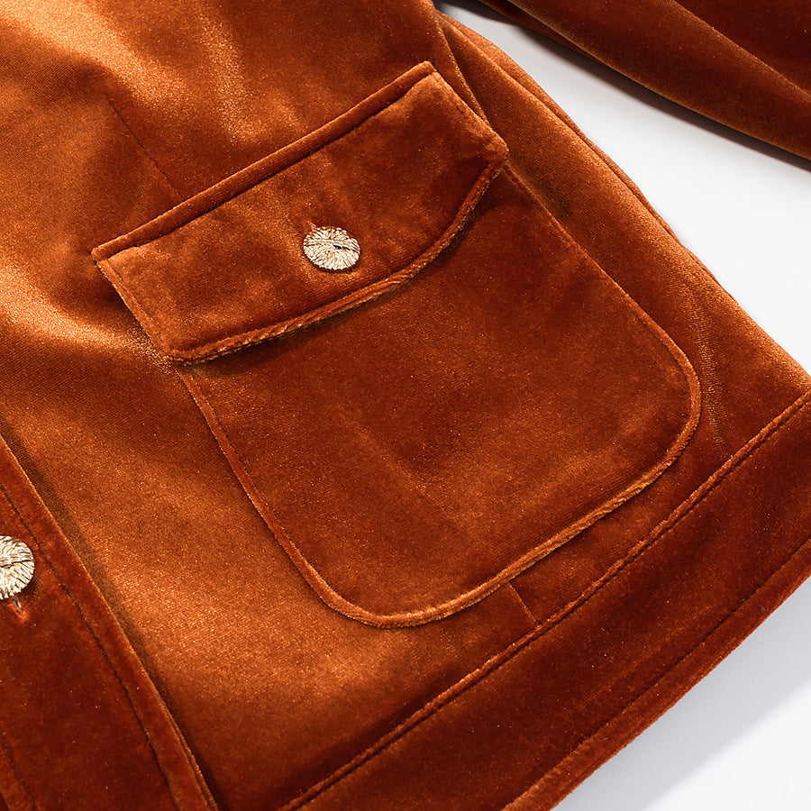 Layla | Fitted Velvet Collared Button Jacket