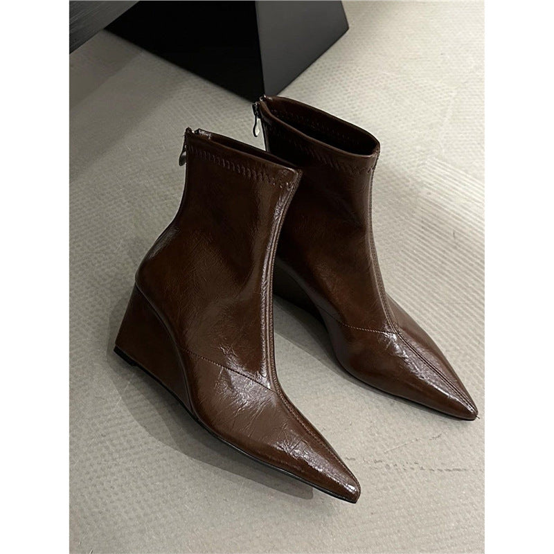 Addison | Womens Leather Wedge Ankle Boots