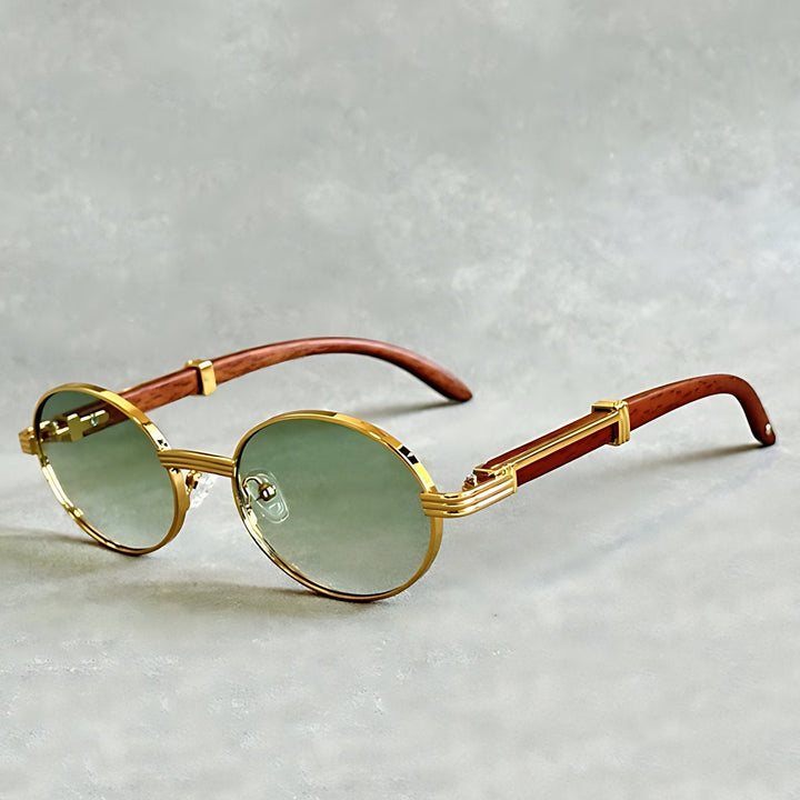 Ocean | Oval Wood &amp; Gold Metal Eyeglasses Frames
