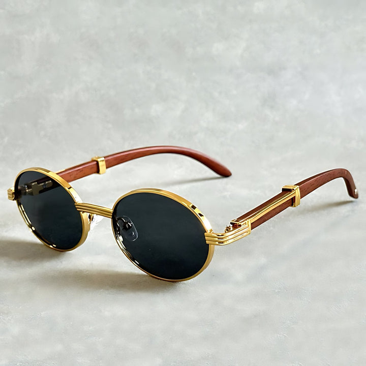 Ocean | Oval Wood &amp; Gold Metal Eyeglasses Frames