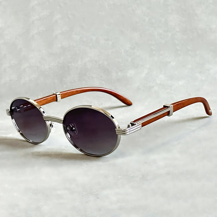 Ocean | Oval Wood &amp; Gold Metal Eyeglasses Frames