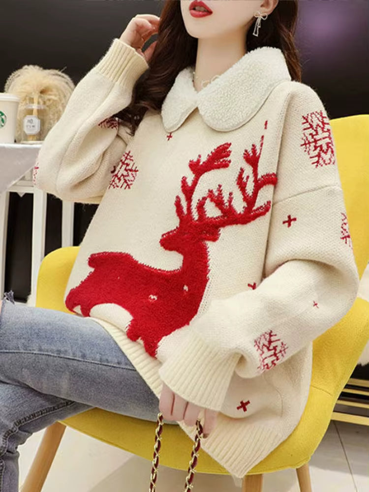 Madison | Christmas Sweater Oversized Collared Pull-On