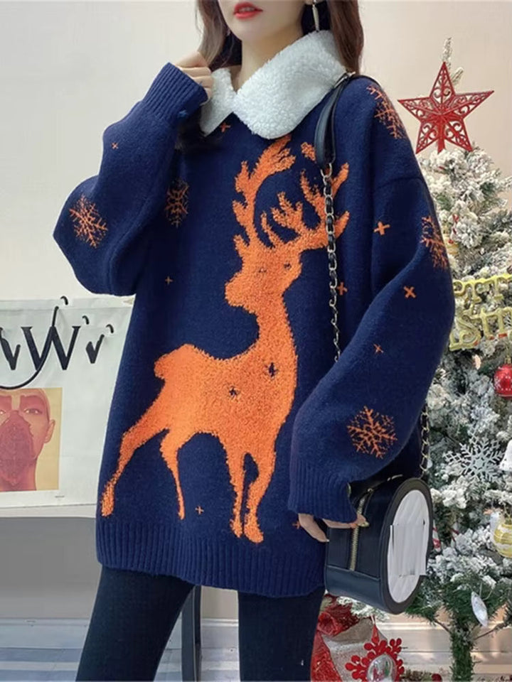 Madison | Christmas Sweater Oversized Collared Pull-On