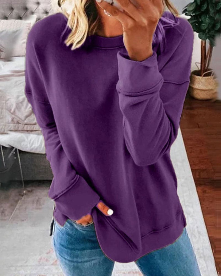 Savannah | Relaxed Crewneck Sweatshirt with Side Slits