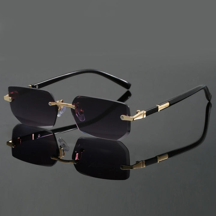 Riley | Rimless Rectangular Mens Sunglasses