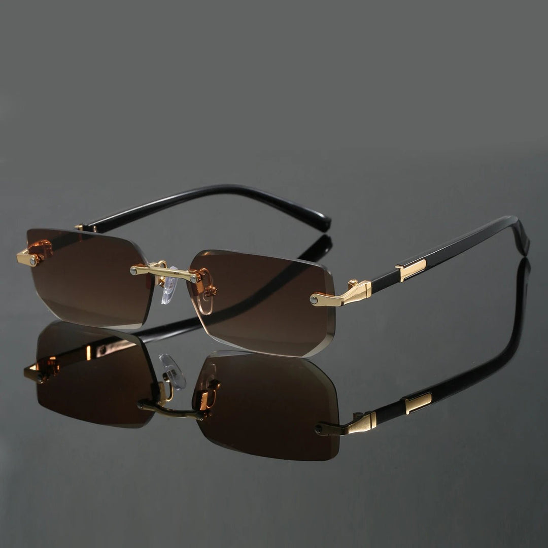 Riley | Rimless Rectangular Mens Sunglasses