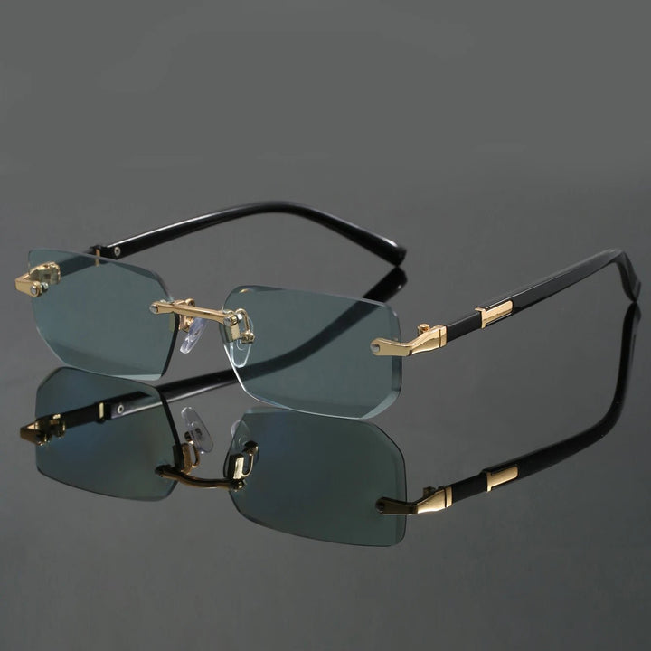Riley | Rimless Rectangular Mens Sunglasses