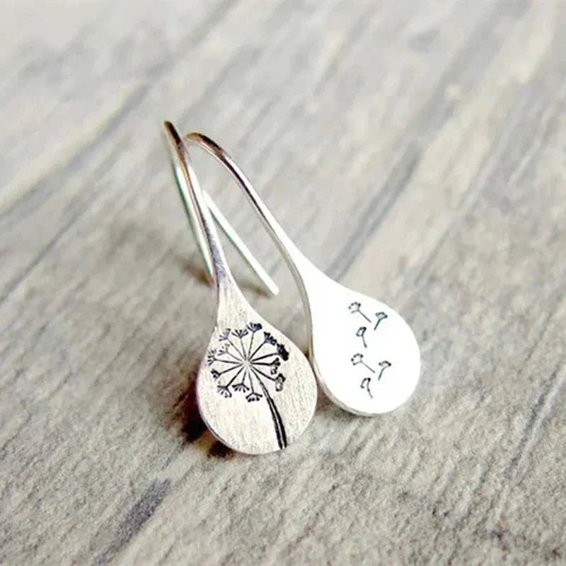 Riley | Silver Dandelion Drop Earrings