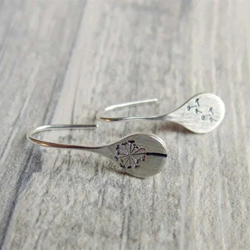 Riley | Silver Dandelion Drop Earrings