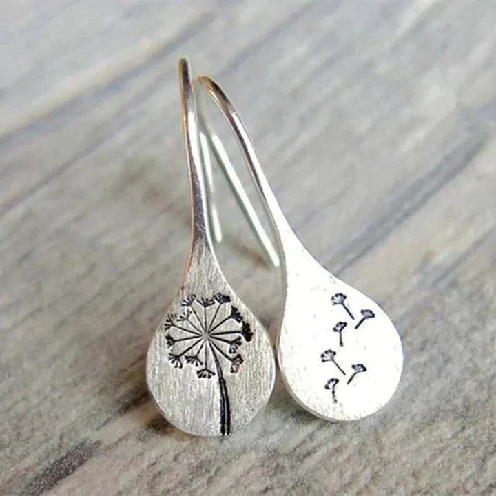 Riley | Silver Dandelion Drop Earrings