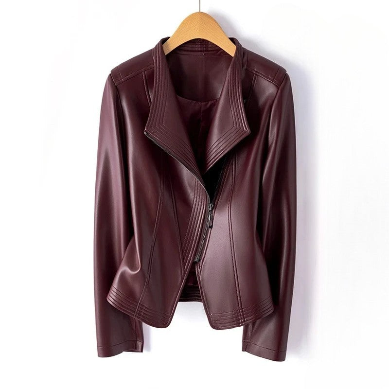Una | Moto Faux Leather Asymmetrical Zip Jacket