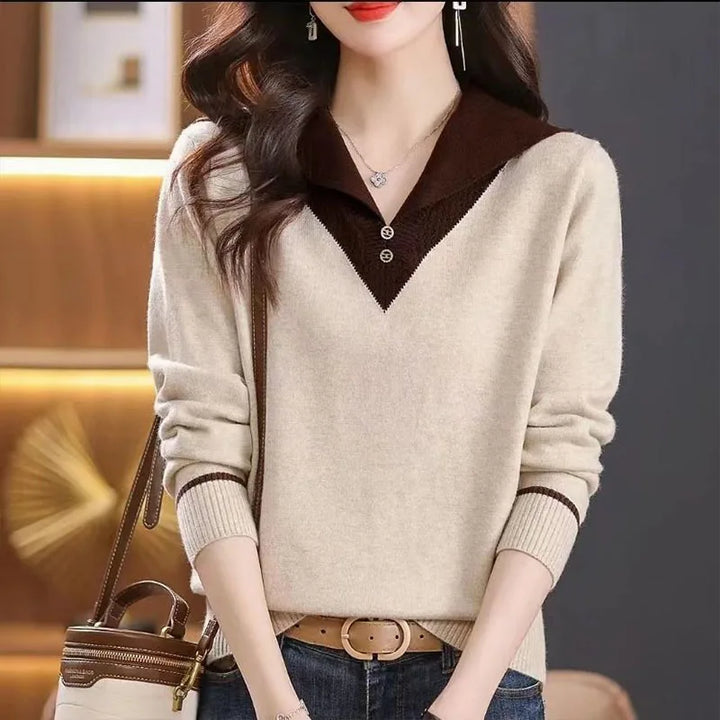 Mara | Polo Sweater Relaxed Fit Collared V-Neck