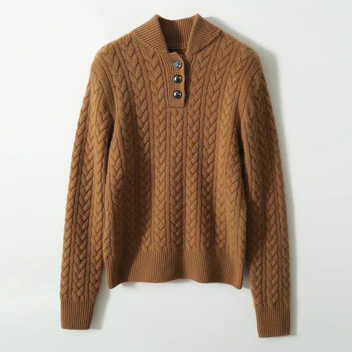 Paige | Cable Knit Quarter Zip Sweater Collared Long Sleeve