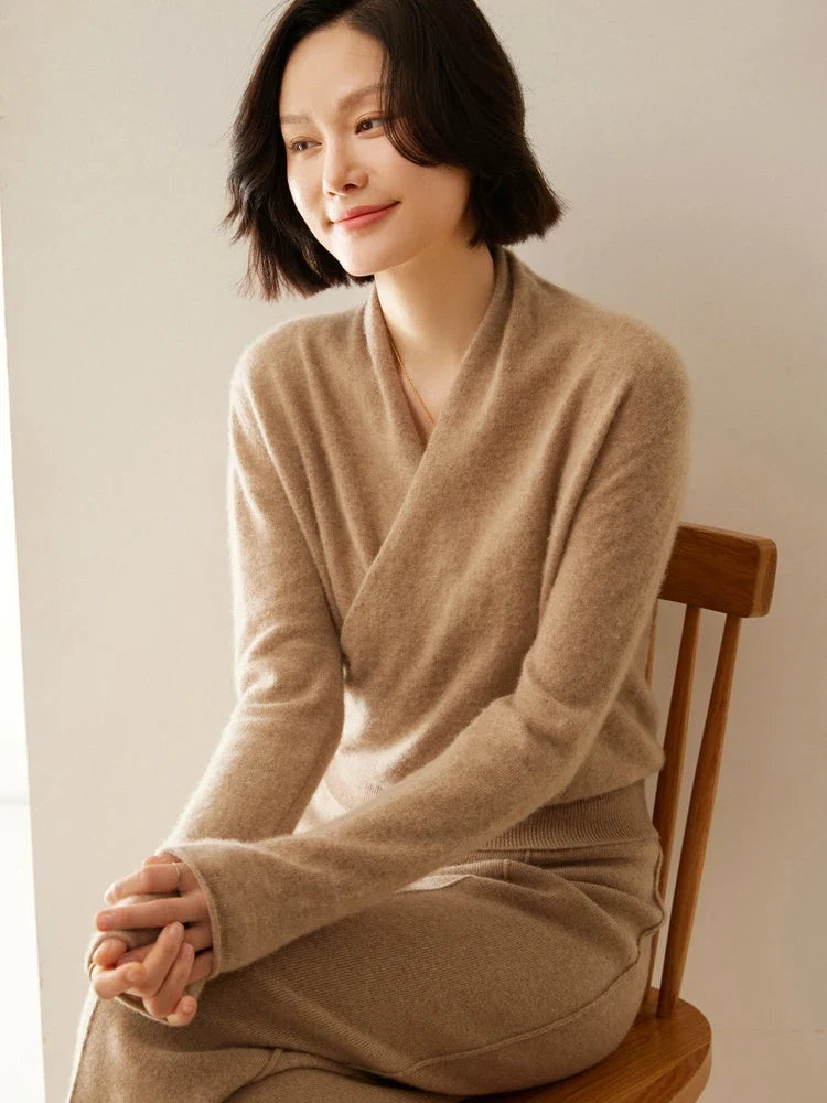 Madison | Womens Wrap Sweater Long Sleeve V-Neck