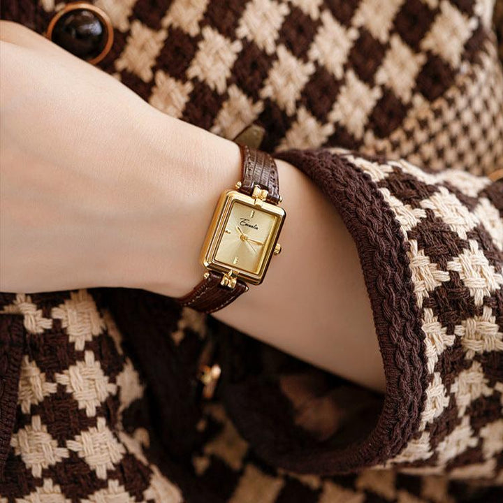 Mila | Womens Leather Strap Rectangular Watch