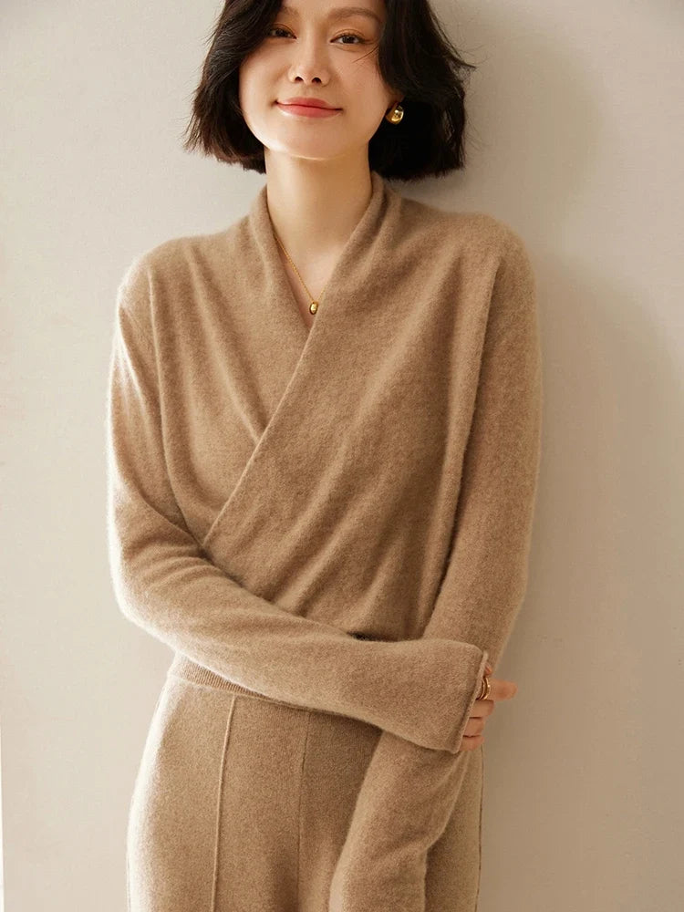 Madison | Womens Wrap Sweater Long Sleeve V-Neck